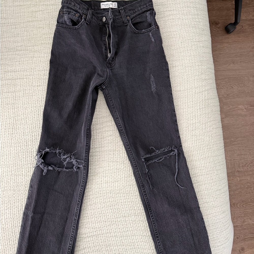 Abercrombie & Fitch Black Distressed Skinny Jeans